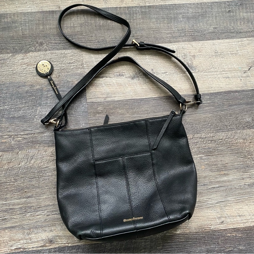Tommy Bahama black leather purse crossbody adjustable strap